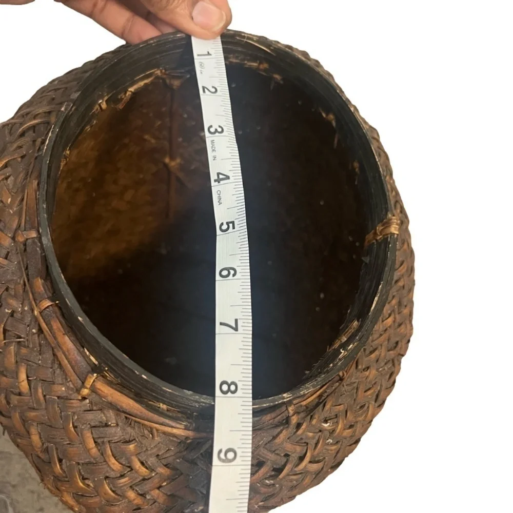 Vintage Old‎ Rattan Betel Nut Gathering Basket, with wooden Handles